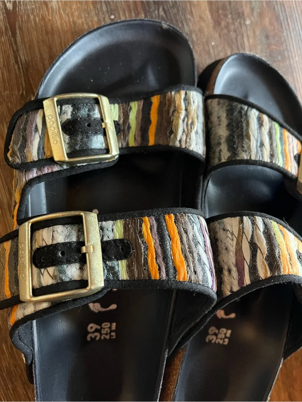 Super cute Birkenstock Multicolor Striped Slides (Papillio by Birkenstock)